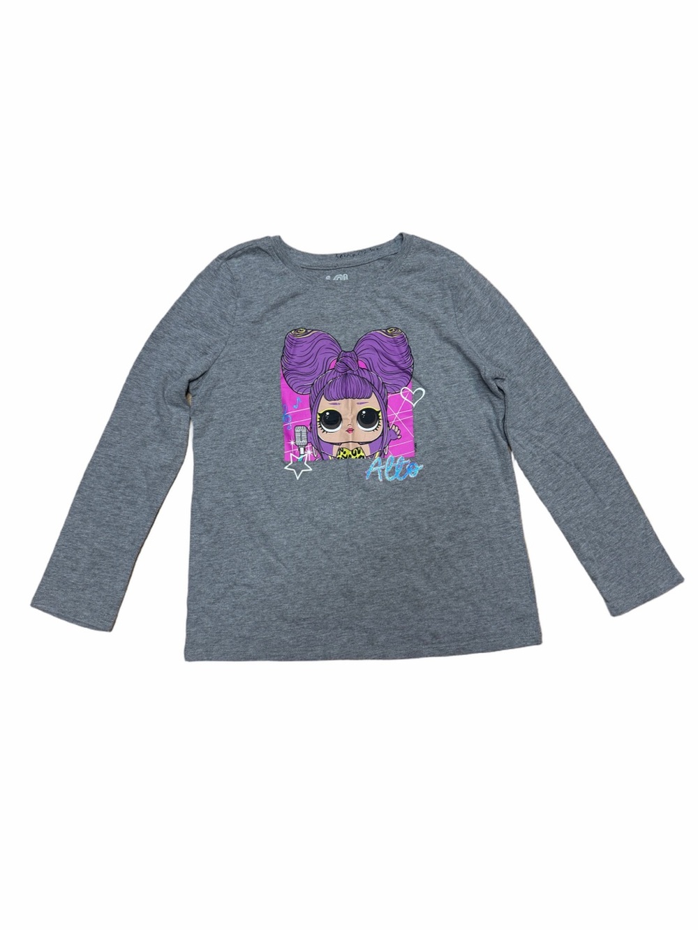 LOL Surprise girls XL 14/16 gray Alt Grrrl graphic long sleeve T-shirt purple